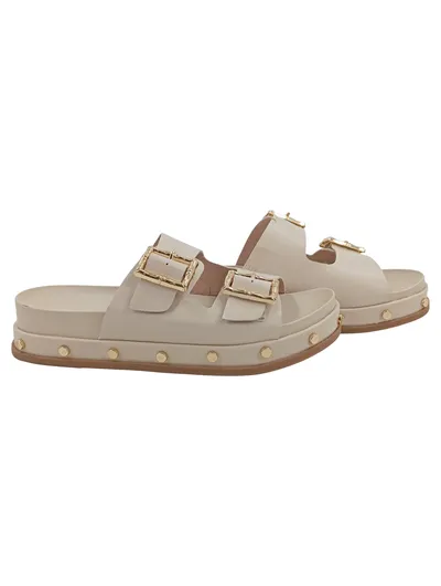 BCBGeneration Damen Sandalen Beige Gr. 39 Schnallen Nieten Plateau