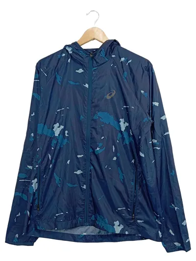 Asics Trainingsjacke Herren Camouflage Laufjacke Polyester Blau Gr. M