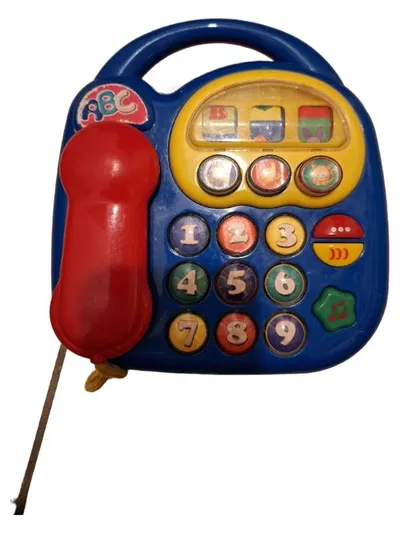 Simba ABC Spielzeugtelefon Kinder Lerntelefon mit Zahlen Blau Rot Gelb