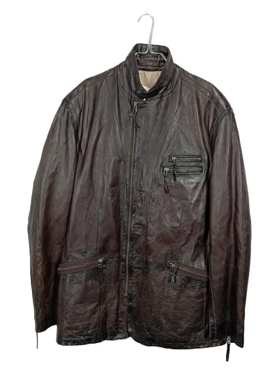 Milestone Lederjacke Herren Gr. 56/3XL Braun Echtleder Bikerjacke