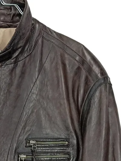 Milestone Lederjacke Herren Gr. 56/3XL Braun Echtleder Bikerjacke