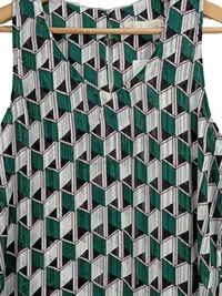 Best Emilie Damen Bluse Ärmellos Gr. 42 L Büro Modern Geometrisch Mehrfarbig 2