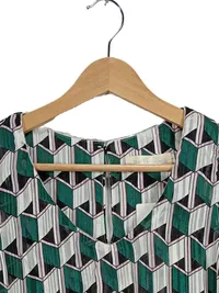 Best Emilie Damen Bluse Ärmellos Gr. 42 L Büro Modern Geometrisch Mehrfarbig 4