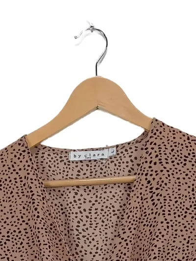 By Clara Wickelkleid Damen 3/4-Arm Animal Print Rüschen Beige L