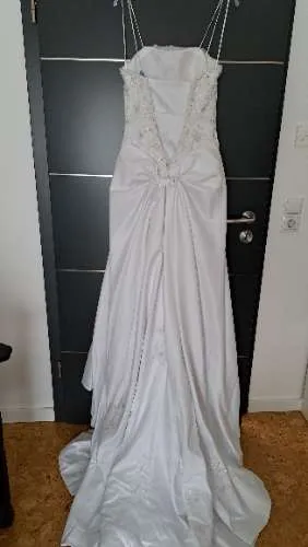 Ronald Joyce Brautkleid Hochzeit Elegant Gr. 34 XS Weiß Spitze Perlen