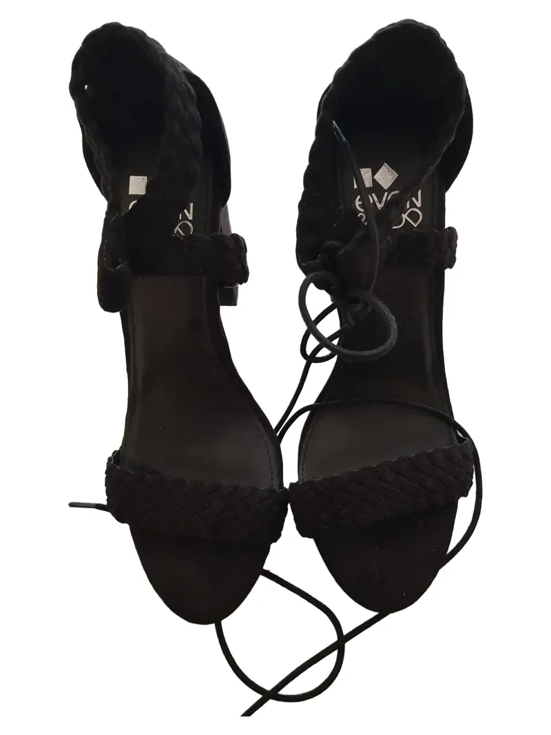 Even&Odd Damen Sandaletten Gr. 39 Schwarz Blockabsatz Schnürung Elegant 2