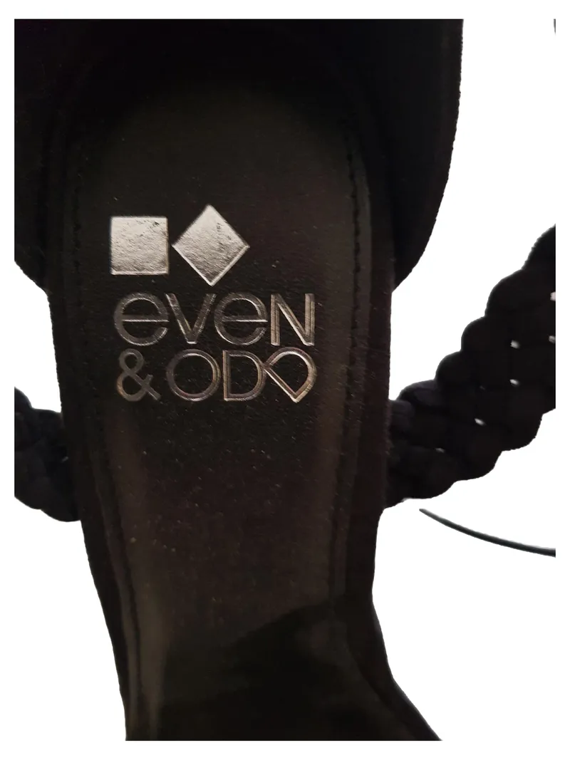 Even&Odd Damen Sandaletten Gr. 39 Schwarz Blockabsatz Schnürung Elegant 3