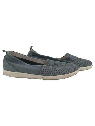 Bama Damen Ballerinas Gr. 40 Grau Leder Lochmuster Slip-On Casual