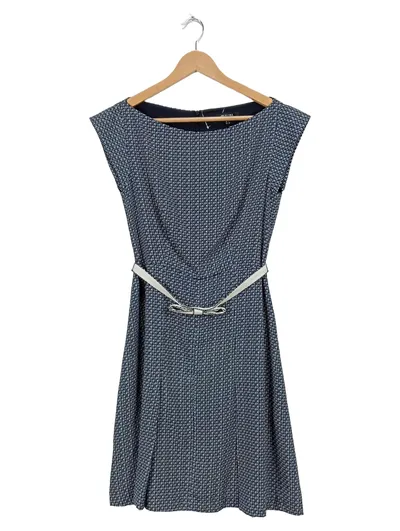 Elise Ryan Damen Business Etuikleid Blau Geometrisch Schleife Gr. 40 L