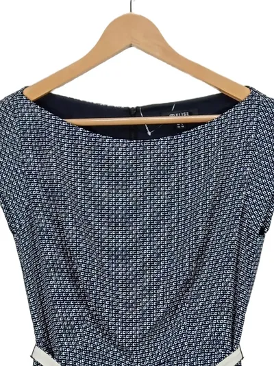 Elise Ryan Damen Business Etuikleid Blau Geometrisch Schleife Gr. 40 L
