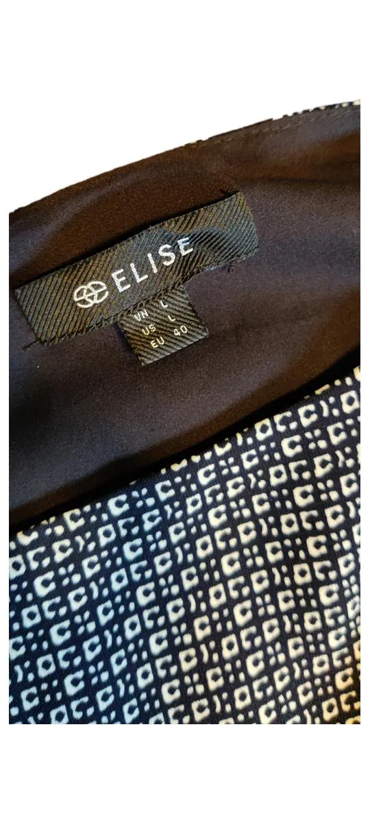 Elise Ryan Damen Business Etuikleid Blau Geometrisch Schleife Gr. 40 L 4