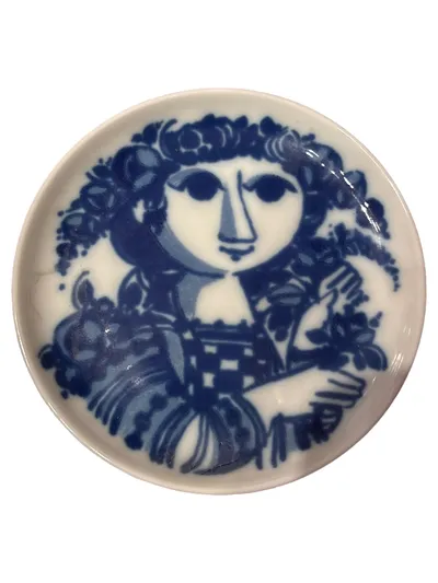 Rosenthal Studio-Linie Sammelteller Bjørn Wiinblad Blau Weiß Porzellan 10cm