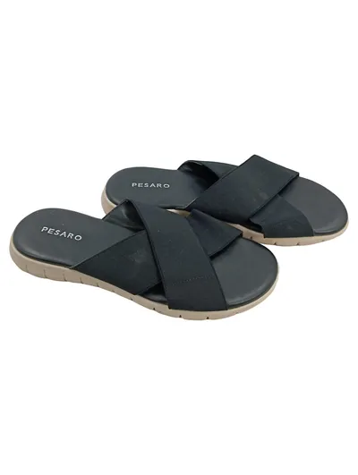 Pesaro Damen Sandaletten Gr. 39 Schwarz Kreuzriemen Slides Casual
