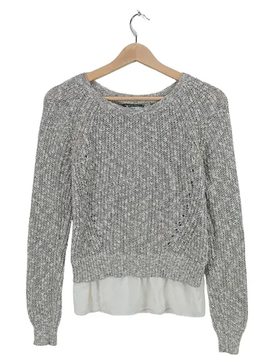 Soccx Damen Pullover Strick Melange Grau Langarm Baumwolle Gr. S/36