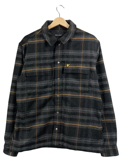 Lyle & Scott Herren Flanellhemd Jacke Kariert Gr. M Grau Gelb