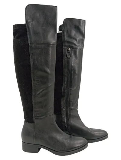 Geox Damen Stiefel Leder Schwarz Gr. 37 Kniehohe Boots Klassisch