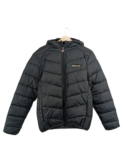 Ellesse Steppjacke Herren Puffer Jacke mit Kapuze Schwarz Gr. L