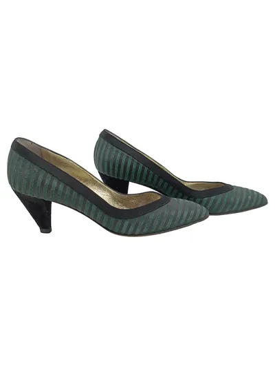 Baldan Damen Pumps Gr. 36,5 Grün Gestreift Elegant Made in Italy