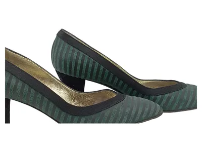 Baldan Damen Pumps Gr. 36,5 Grün Gestreift Elegant Made in Italy