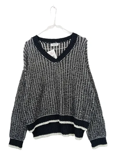 Hofmann Copenhagen Pullover Damen Gr. 34/XS Baumwolle Meliert Rippstrick Schwarz