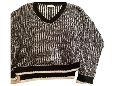 Hofmann Copenhagen Pullover Damen Gr. 34/XS Baumwolle Meliert Rippstrick Schwarz