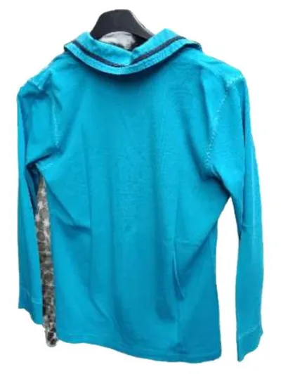 Wissmach Damen Poloshirt Langarm Uni Petrol Gr. 36/S Baumwolle Stickerei