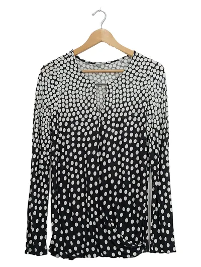 LASCANA Damen Langarmbluse Polka Dots Schwarz Weiß Gr. 36-38 Viskose