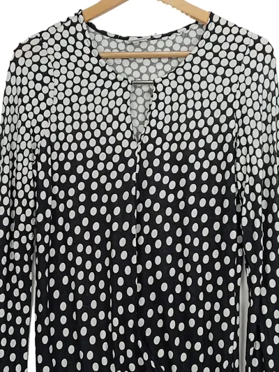 LASCANA Damen Langarmbluse Polka Dots Schwarz Weiß Gr. 36-38 Viskose
