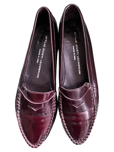 Attilio Giusti Leombruni Damen Penny Loafer Leder Bordeaux Gr. 37,5 Italy