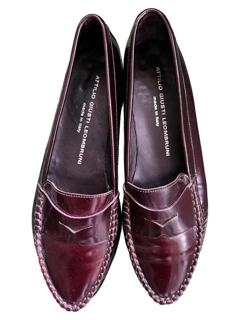 Attilio Giusti Leombruni Damen Penny Loafer Leder Bordeaux Gr. 37,5 Italy 2