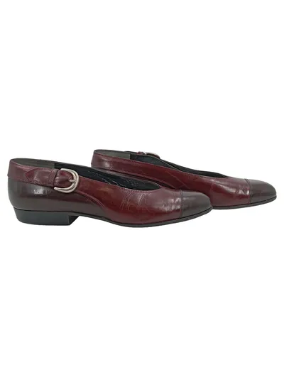 Lorenzo Banfi Damen Pumps Leder Gr. 37 Braun Schnalle Made in Italy