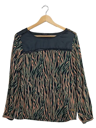Bruno Banani Damen Bluse Langarm Animal Print Spitze Viskose Gr. 36 S
