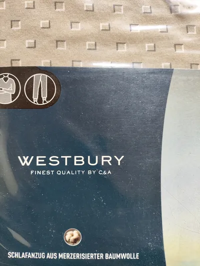 Westbury Herren Schlafanzug Gr. M 48/50 Beige V-Ausschnitt Baumwolle