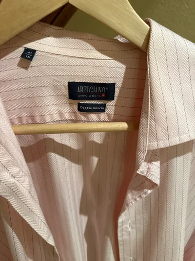 Artigiano Herren Business Hemd Langarm Rosa Gestreift Gr. 41/L