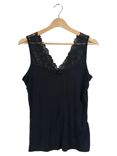 Anna Field Damen Top Ärmellos Spitze Viskose Schwarz Gr. 38/M