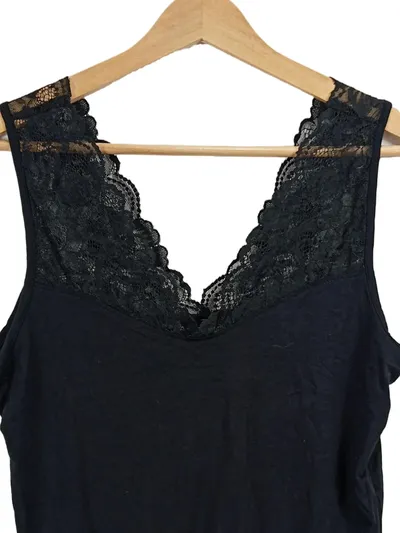 Anna Field Damen Top Ärmellos Spitze Viskose Schwarz Gr. 38/M