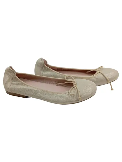 Markenlose Ballerinas Mädchen Gr. 34 Gold Leder Schleife Elegant Festlich