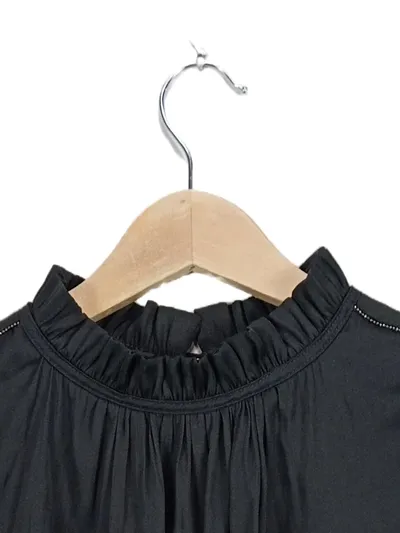 Saint Tropez Damen Top ärmellos Elegant Raffungen Schwarz Gr. M