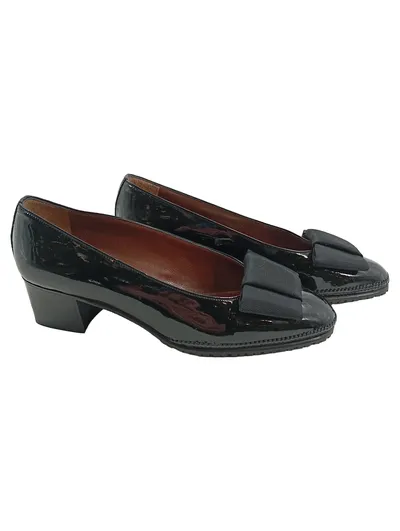 MAB STUDIO Damen Pumps Lackleder Schwarz Gr. 35.5 Schleife Klassisch