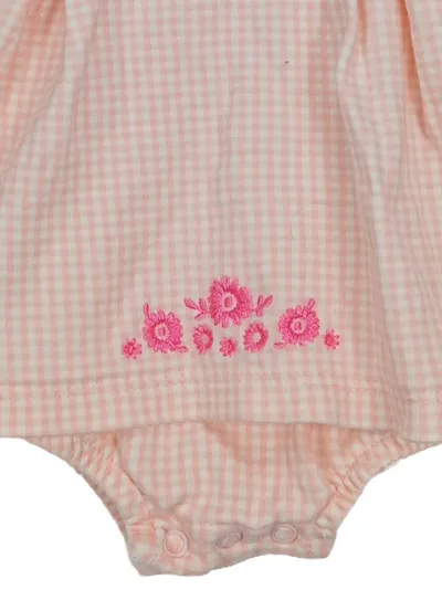 Carter's Baby Mädchen Sommerkleid Gr. 62 Rosa Kariert Blumen Stickerei