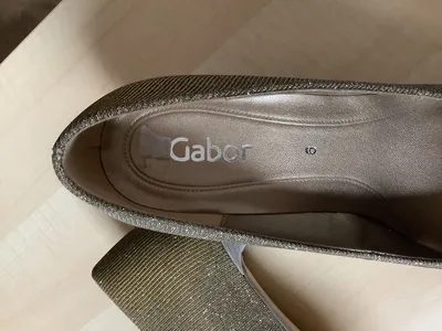 Gabor Pumps Damen Elegant Gold Glitzer Festlich Gr. 39 Absatz 6cm
