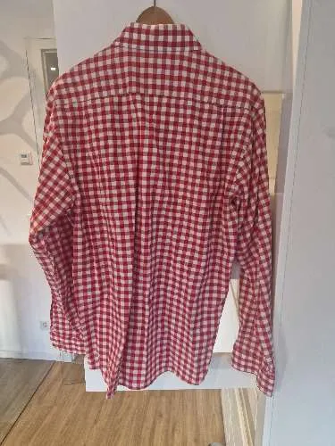 Almsach Trachtenhemd Herren Gr. L 41/42 Rot Weiß Kariert Oktoberfest