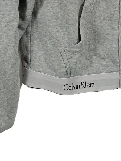 Calvin Klein Damen Sweatjacke Hoodie Baumwolle Grau Gr. 36 S Meliert