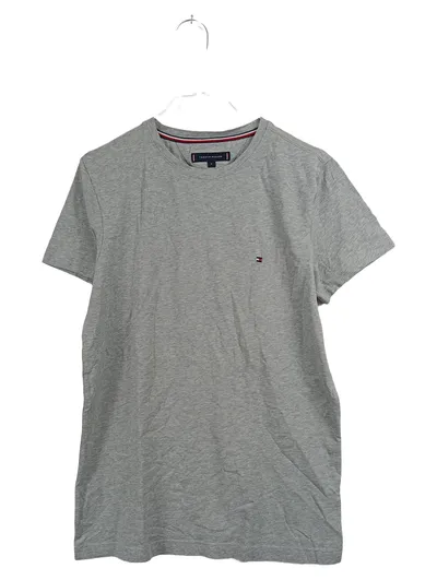 Tommy Hilfiger T-Shirt Herren Gr. M grau Basic Rundhals Logo