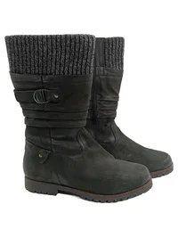 Caprice Damen Stiefeletten Grau Leder Strickbund Reißverschluss Gr. 40 1