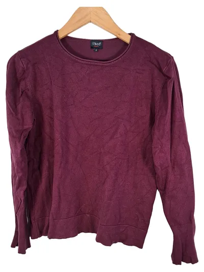 17&Co Basic Pullover Damen Gr. S Lila Langarm Rundhals Viskose