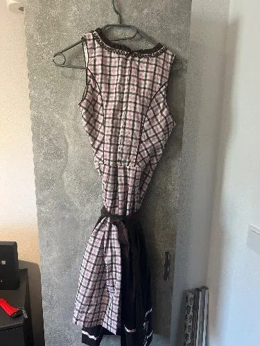 FUCHS Dirndl Trachtenkleid Damen Gr. 34 Braun Rosa Kariert Stickerei
