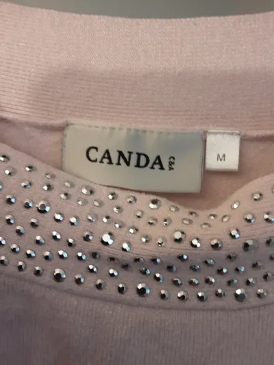 CANDA Damen Pullover Gr. M Rosa Strassbesatz Elegant Viskose