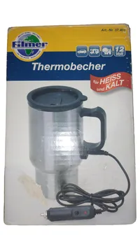 Filmer Thermobecher 12V Auto Edelstahl für Heiss und Kalt Silber 1