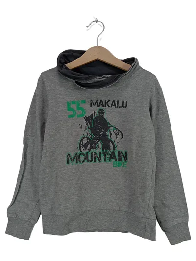 Alive Kapuzenpullover Kinder Gr. 128 Grau Logo Print Hoodie Freizeit Sportlich